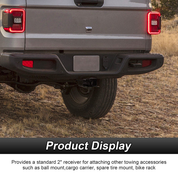 2020 - 2025 Jeep Gladiator JT Rear Class 3 Trailer Hitch 2" Receiver with 4 - Pin Trailer Wiring Harness Kit - WeiSen - 70108008+70206001