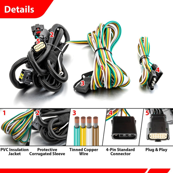 2020 - 2025 Jeep Wrangler JL & Gladiator Models Plug & Play Connector Towed - Vehicle RV Trailer Wiring Harness - WeiSen - 70206083