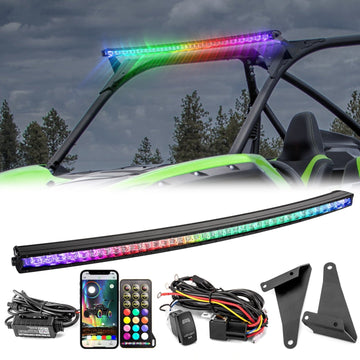 2020 - 2025 Kawasaki Teryx KRX 1000 Roof 42" Curved RGBW Flood LED Light Bar - WeiSen - 80101025+70202022+80206026