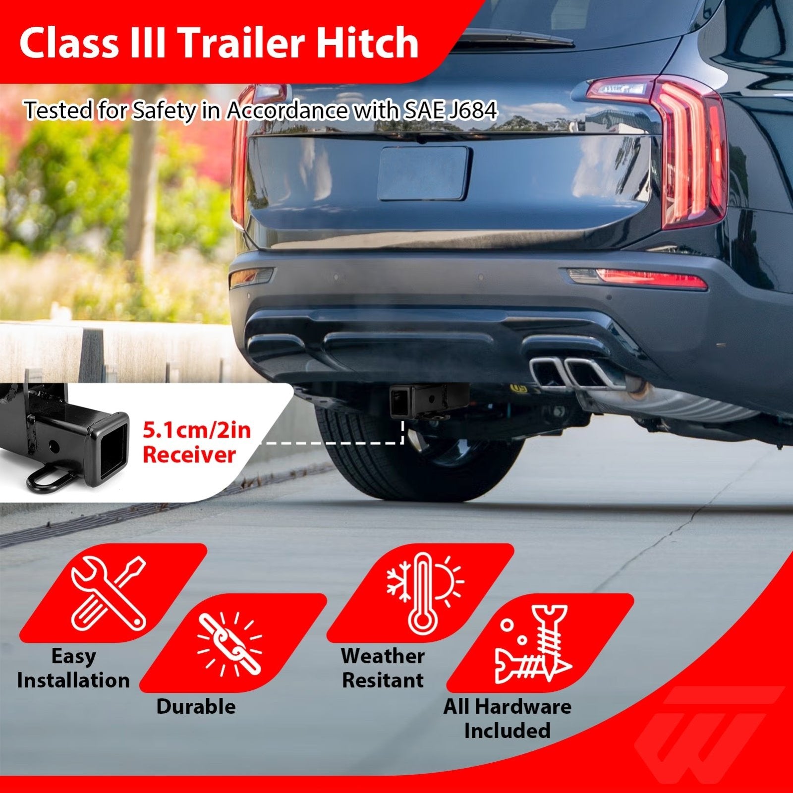 2020 - 2025 Kia Telluride Heavy Duty Steel Rear Class 3 Trailer Hitch 2