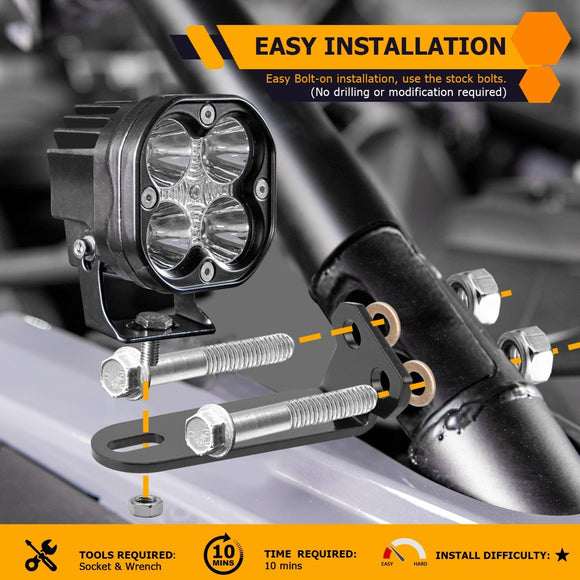 2020 - 2025 Polaris Pro XP/XP 4 Heavy - Duty Steel A Pillar LED Light Pod Mount Bracket - WeiSen - 80102021