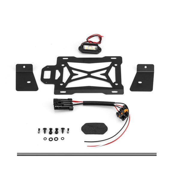 2020 - 2025 Polaris RZR Pro XP/Turbo R/Pro R/Pro S Heavy - Duty Steel License Plate Holder w/ Integrated LED Light & Tail Light Harness - WeiSen - 80203011