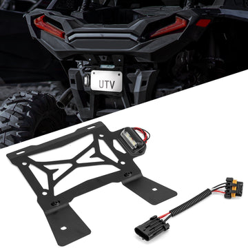 2020 - 2025 Polaris RZR Pro XP/Turbo R/Pro R/Pro S Heavy - Duty Steel License Plate Holder w/ Integrated LED Light & Tail Light Harness - WeiSen - 80203011