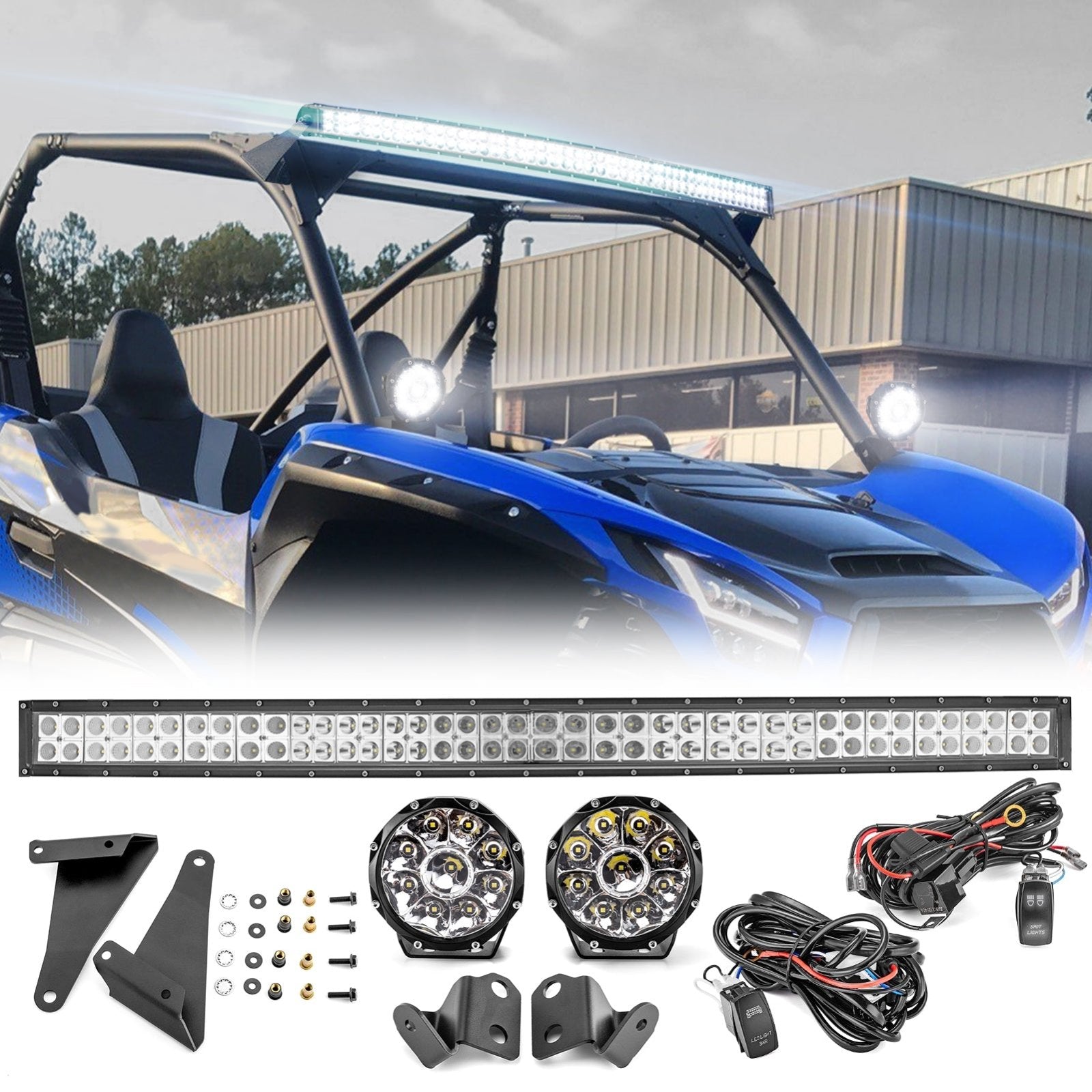 2020+ Kawasaki Teryx KRX 1000 Roof 42" LED Light Bar + A - pillar 5" Light Pods Kit - Weisen