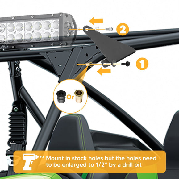 2020+ Kawasaki Teryx KRX 1000 Roof 42" LED Light Bar + A - pillar 5" Light Pods Kit - WeiSen - 80101025+70202009+80102018+70201010+70203009