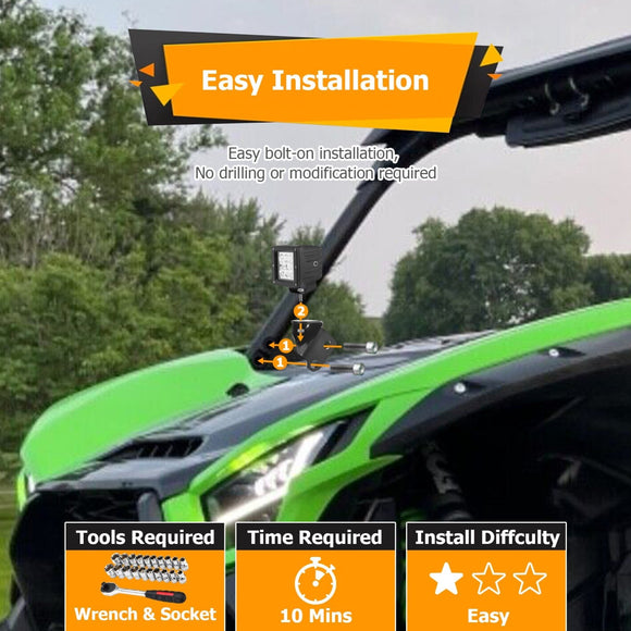 2020+ Kawasaki Teryx KRX 1000 Roof 42" LED Light Bar + A - pillar 5" Light Pods Kit - WeiSen - 80101025+70202009+80102018+70201010+70203009