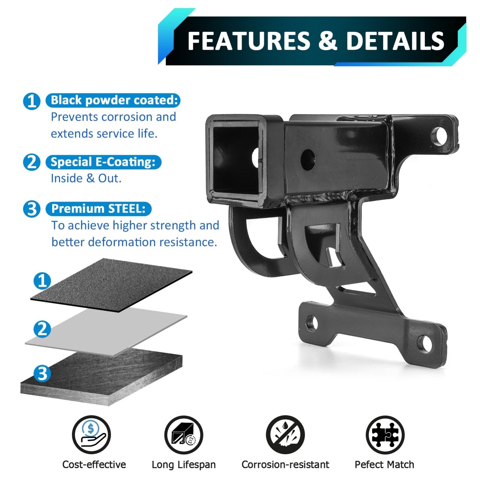 2020+ Polaris RZR PRO XP Heavy - Duty Steel 2" Rear Receiver Hitch & Shackle Hitch Receiver w/ 3/4" D Ring & 7/8" Locking Pin - Weisen