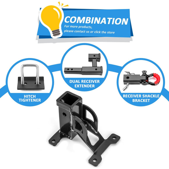2020+ Polaris RZR PRO XP Heavy - Duty Steel 2" Rear Receiver Hitch & Shackle Hitch Receiver w/ 3/4" D Ring & 7/8" Locking Pin - WeiSen - 80107009+70304017