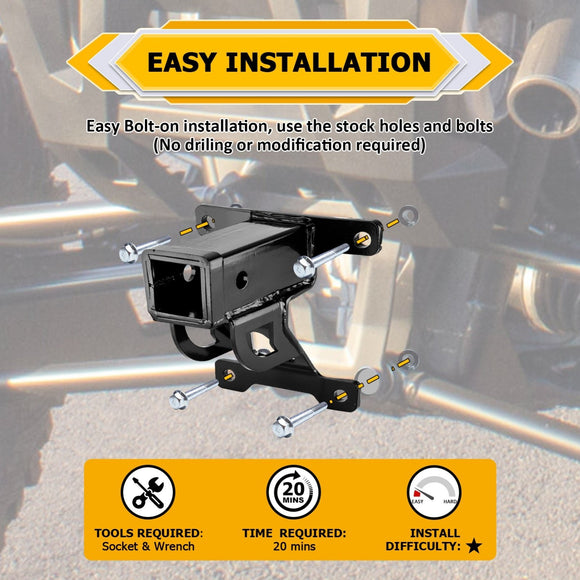 2020+ Polaris RZR PRO XP Heavy - Duty Steel Rear Adjustable Trailer Hitch Ball Mount Receiver Kit - WeiSen - 80107009+70304025