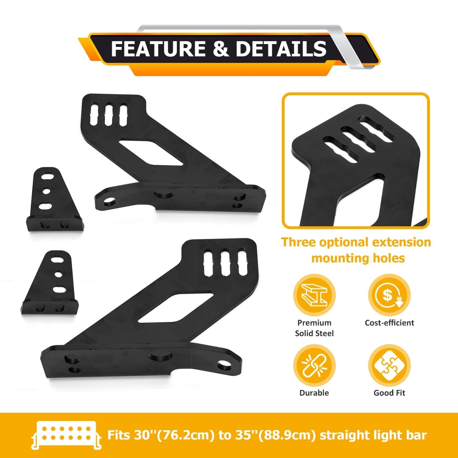 2021 - 2023 Ford F - 150 9th Gen Steel Bumper Light Bar Mounting Bracket for 30 - 35" Stright Light Bar / Work Lights - Weisen