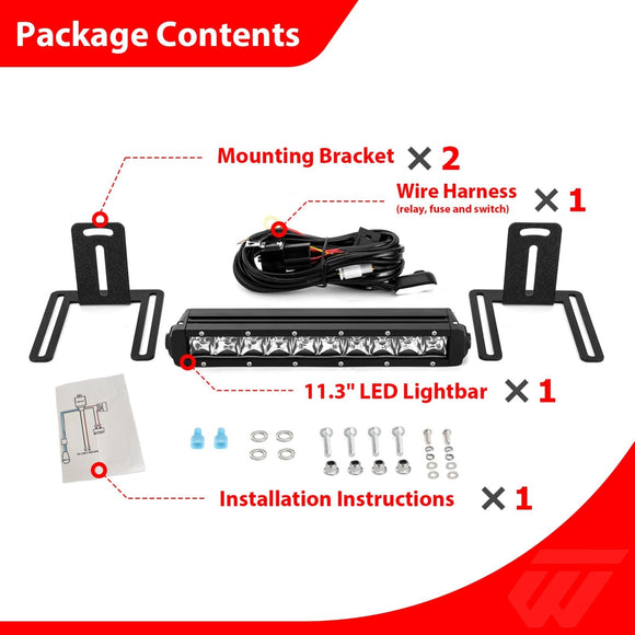2021 - 2023 Ford F - 150 Raptor Front Bumper Bolt - On Lower Grill 11.3" Light Bar Kit - WeiSen - 70103016