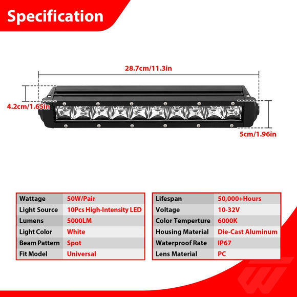 2021 - 2023 Ford F - 150 Raptor Front Bumper Bolt - On Lower Grill 11.3" Light Bar Kit - WeiSen - 70103016
