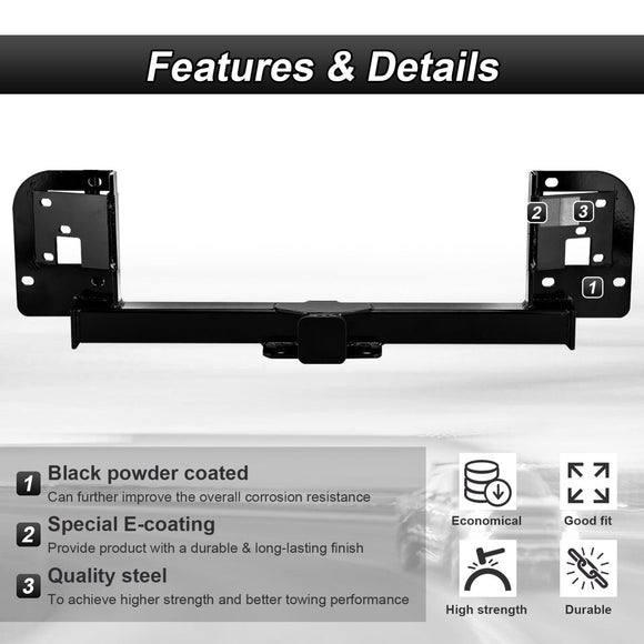 2021 - 2023 Tesla Model Y No Drill Class 3 Trailer Hitch 2" Receiver & Plug&Play 4 - Pin Trailer Wiring Harness - WeiSen - 70108012+70206078