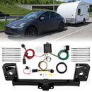 2021 - 2023 Tesla Model Y No Drill Class 3 Trailer Hitch 2" Receiver & Plug&Play 4 - Pin Trailer Wiring Harness - WeiSen - 70108012+70206078