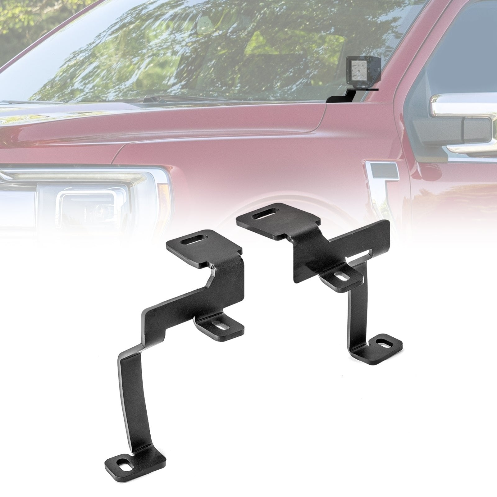 2021 - 2024 F - 150/Raptor Bolt - On Heavy - Duty Steel Hood Ditch LED Light Mount Bracket - Weisen