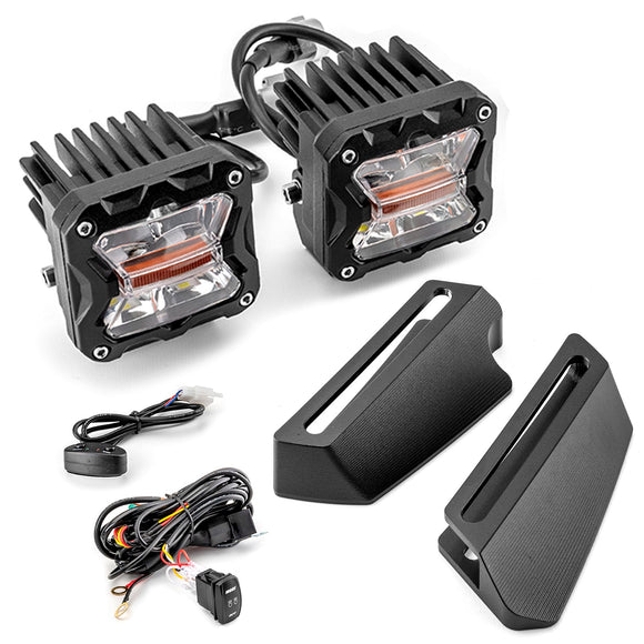 2021 - 2024 Ford Bronco 2/4 Door Models Hood Hinge 3" LED Light Pods With DT Wiring Harness Kit - WeiSen - 70104060+70201007