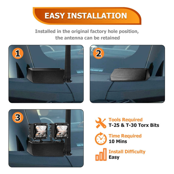 2021 - 2024 Ford Bronco Aluminum Alloy A Pillar LED Pod Light Mounting Brackets - WeiSen - 70104060