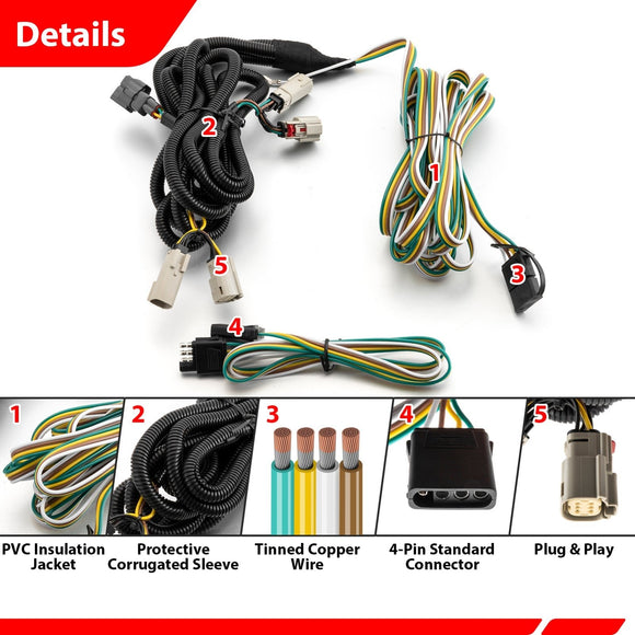 2021 - 2024 Ford Bronco Models Plug & Play Connector Towed - Vehicle RV Trailer Wiring Harness - WeiSen - 70206084