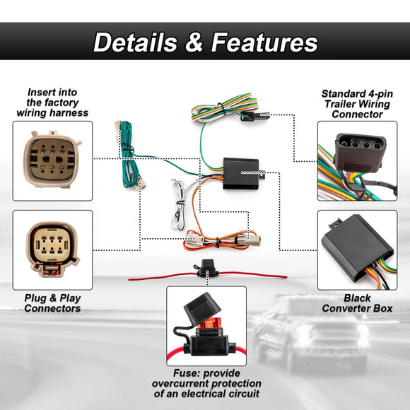 2021 - 2024 Ford Bronco W/ LED Tail Light Models Rear 2" Receiver Hitch with 4 - Pin Trailer Wiring Harness Kit - WeiSen - 70108003+70206019
