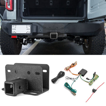 2021 - 2024 Ford Bronco W/ LED Tail Light Models Rear 2" Receiver Hitch with 4 - Pin Trailer Wiring Harness Kit - WeiSen - 70108003+70206019