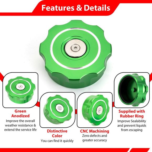 2021 - 2024 Ford F - 150 Trucks Ranger Maverick 6061 Aluminum Anodized Green Capless Fuel System Fuel Cap - WeiSen - 70501008