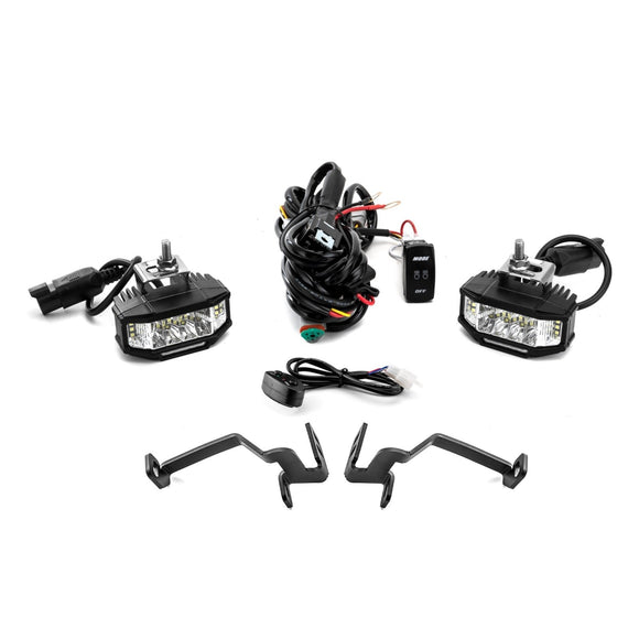 2021 - 2024 Ford F150/F150 3rd Raptor White&Amber Strobe 3.5 Inch LED Hood Hinge Ditch Light Pods w/ Wiring Harness Kit - WeiSen - 70104062+70201013