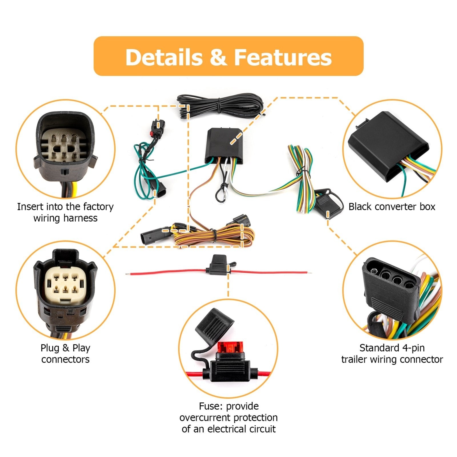 2021 - 2025 Jeep Grand Cherokee L WL Plug&Play 4 - Way Flat Trailer Wiring Harness Kit - WeiSen - 70206052