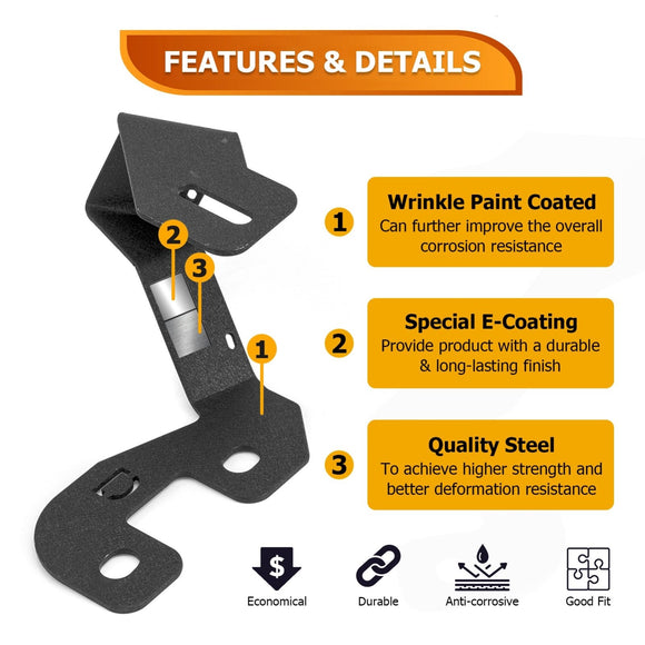2021 - 2025 Ford Bronco Sport Bolt - On Heavy - Duty Steel Hood Hinge LED Ditch Light Bracket - WeiSen - 70104073