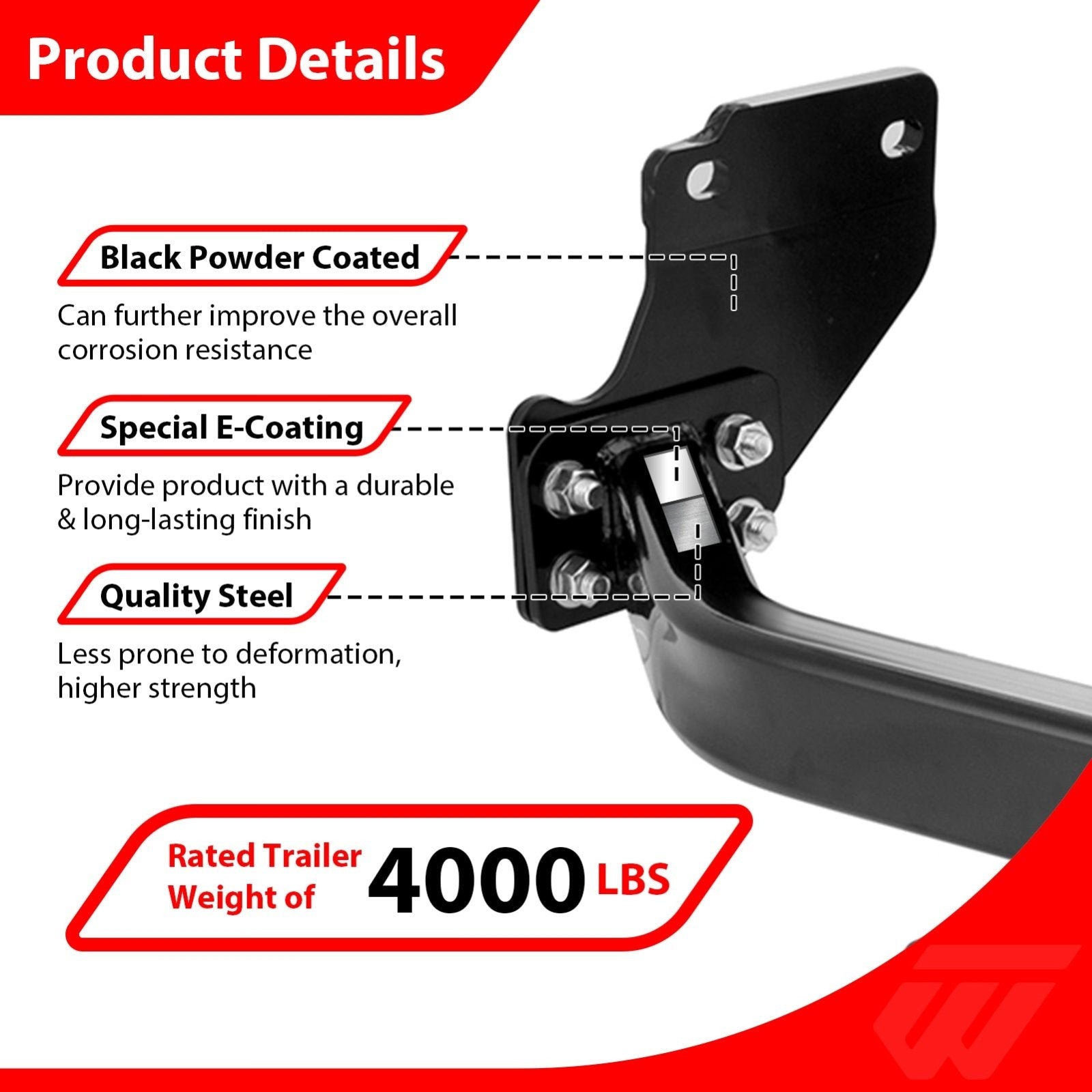 2021 - 2026 Kia Sorento & Hyundai Santa Fe Heavy Duty Steel Class 3 Trailer Hitch 2