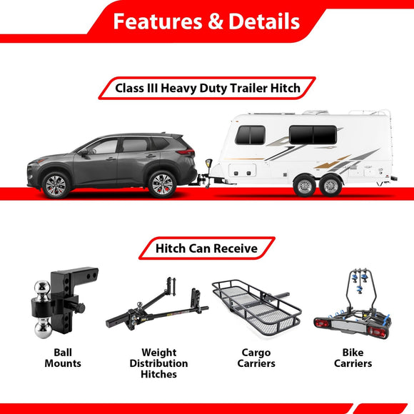 2021 - 2026 Nissan Rogue Heavy - Duty Steel Rear Class 3 Trailer Hitch 2" Receiver - WeiSen - 70108028