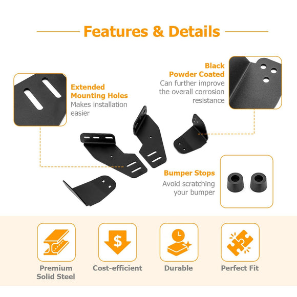 2021 - 2023 3rd Generation Ford F150 Raptor Front Bumper 42" Straight LED Light Bar Mounting Brackets - WeiSen - 70102056