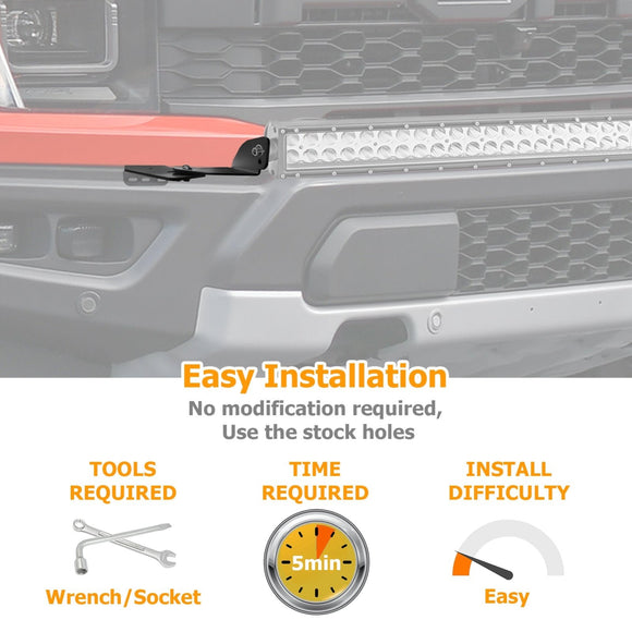 2021 - 2023 3rd Generation Ford F150 Raptor Front Bumper 42" Straight LED Light Bar Mounting Brackets - WeiSen - 70102056