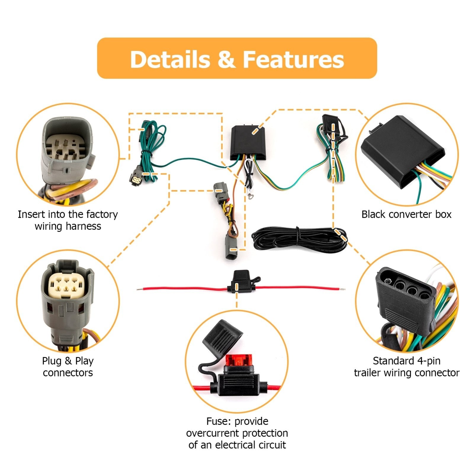 2022 - 2024 1st Ford Maverick SMT Circuitry Plug & Play 4 - Pin Trailer Wiring Harness Kit - Weisen