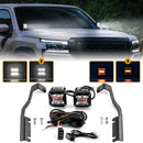 2022 - 2024 2WD/4WD Nissan Frontier Hood Hinge 3" White & Amber Strobe LED Ditch Light Pod Kit - WeiSen - 70104048+70201007