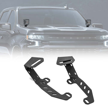 2022 - 2024 Chevy Silverado & GMC 1500 Models Heavy - Duty Steel Hood Hinge LED Ditch Light Bracket - WeiSen - 70104070