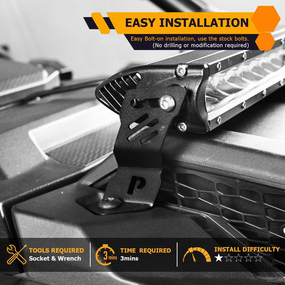 2022 - 2024 Polaris RZR PRO R / PRO R 4 Front Hood 10 - 11" Single Row LED Light Bar Mounting Bracket - WeiSen - 80112001