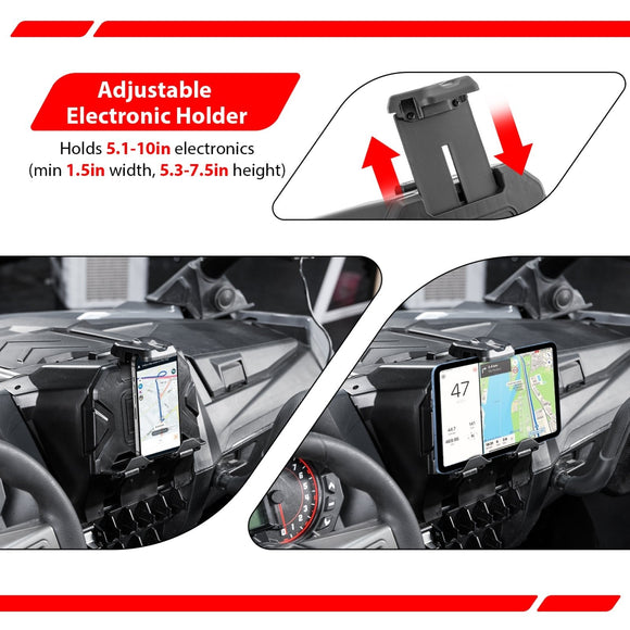2022-2024 Polaris RZR Pro XP / Turbo R / Turbo R UTV Electronic Device Mount w/ Storage Compartment - WeiSen - 80315005