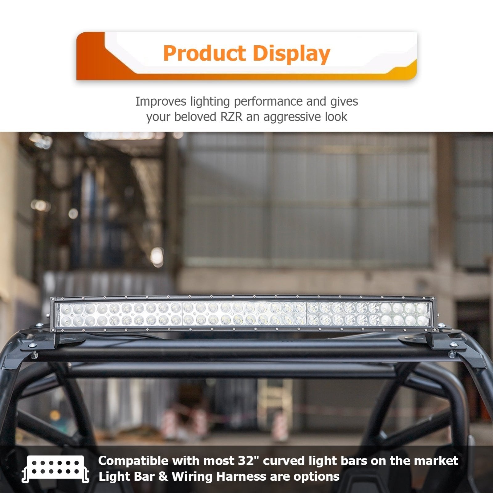 2022 - 2024 RZR Pro R 4 / Pro R Spot Flood Strobe Amber White 32" Dual Row Curved 180w LED Light Bar Kit - Weisen