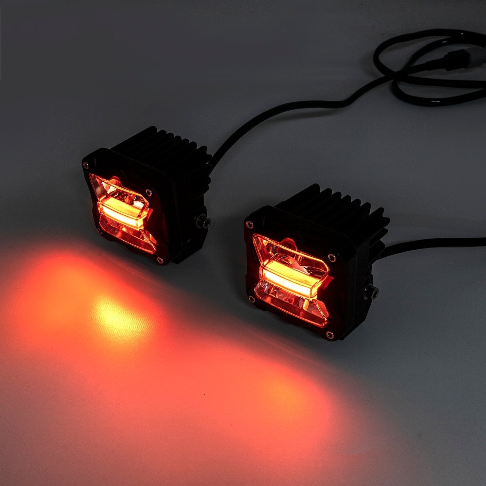 Splledlight 2-Pack 4" Dual-Color Ditch Light Pods – White/Amber Strobe + Red DRL, 105W Spot Beam