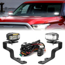 2022 - 2025 3rd Toyota Tundra White&Amber Strobe 3.5 Inch LED Hood Hinge Ditch Light Pods w/ Wiring Harness Kit - WeiSen - 70104059+70201013