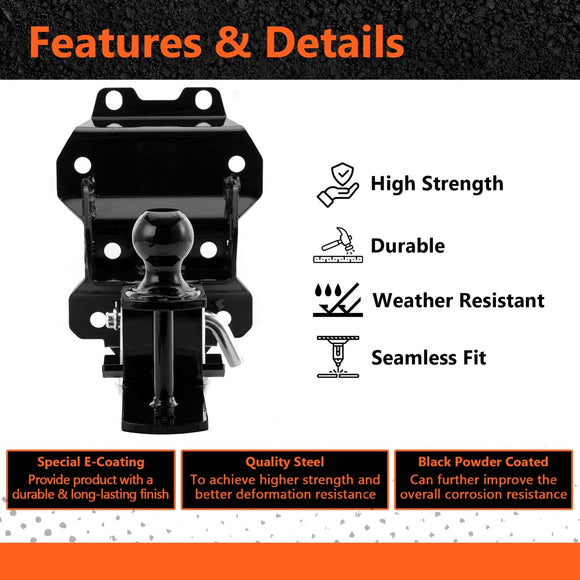 2022 - 2025 Can Am Maverick X3/MAX UTV Rear Receiver Hitch Kit w/ 2 - Inch Trailer Hitch 3 - in - 1 Ball Mount 5/8" Lock Pin Tightener - WeiSen - 8010702103