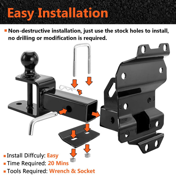 2022 - 2025 Can Am Maverick X3/MAX UTV Rear Receiver Hitch Kit w/ 2 - Inch Trailer Hitch 3 - in - 1 Ball Mount 5/8" Lock Pin Tightener - WeiSen - 8010702103
