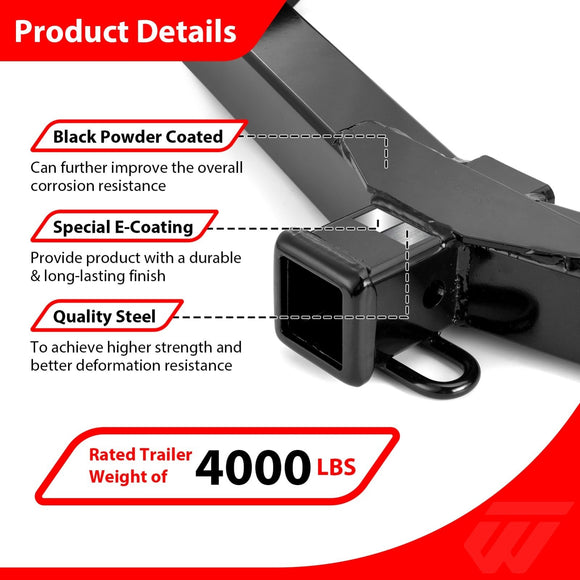 2022 - 2025 Ford Maverick (Excluding Factory Receiver) Models Heavy - Duty Steel Rear Class 3 Trailer Hitch 2" Receiver - WeiSen - 70108026