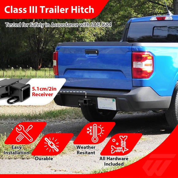 2022 - 2025 Ford Maverick (Excluding Factory Receiver) Models Heavy - Duty Steel Rear Class 3 Trailer Hitch 2" Receiver - WeiSen - 70108026