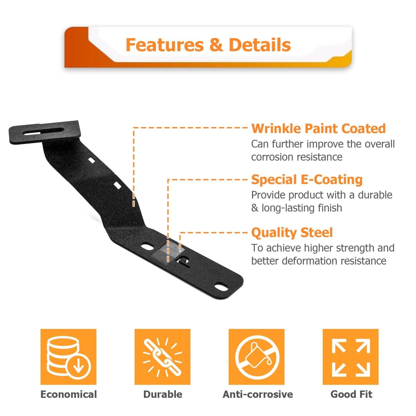 2022 - 2025 Hyundai Santa Cruz Bolt - On Heavy Duty Steel Hood Hinge LED Ditch Light Bracket - WeiSen - 70104072