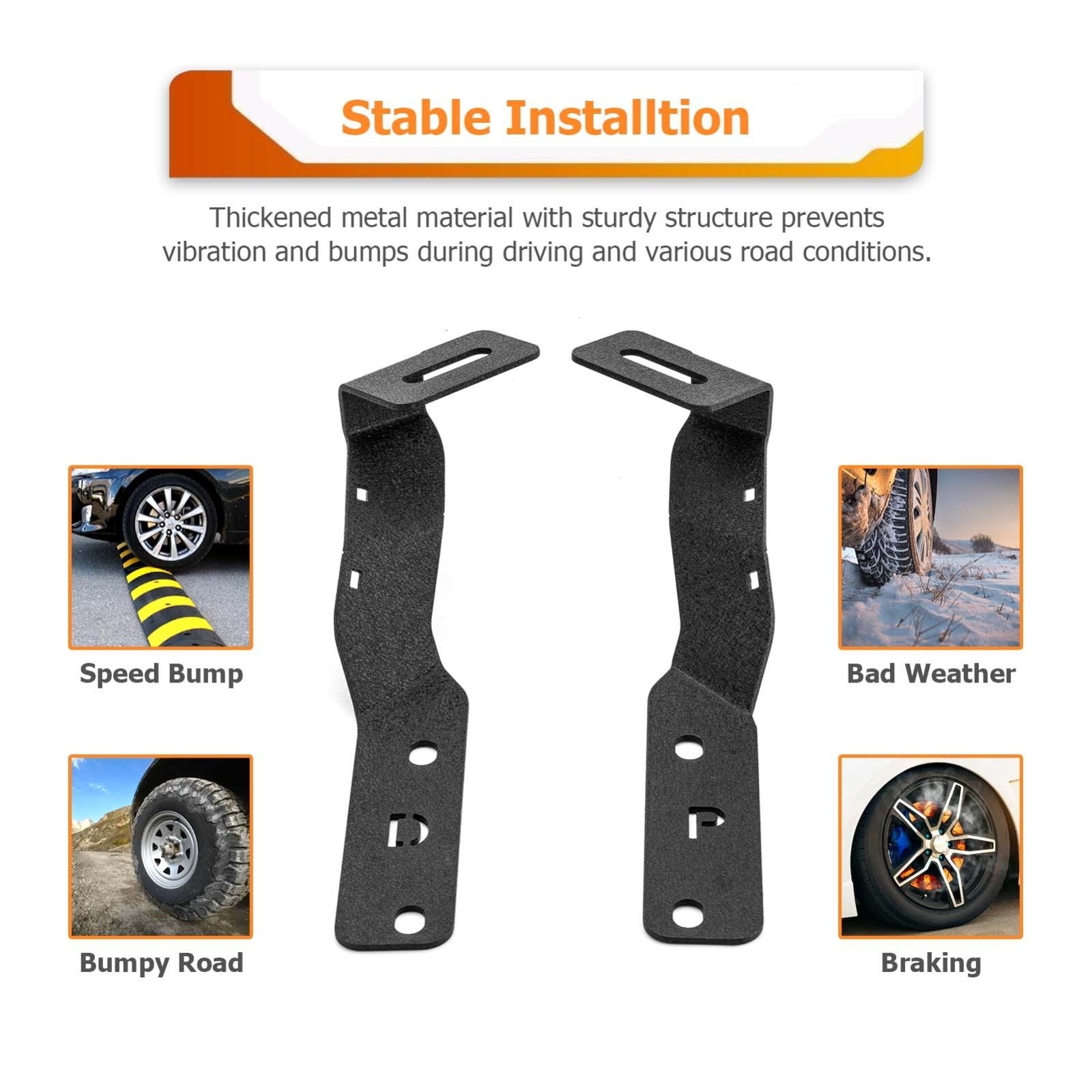 2022 - 2025 Hyundai Santa Cruz Bolt - On Heavy Duty Steel Hood Hinge LED Ditch Light Bracket - WeiSen - 70104072