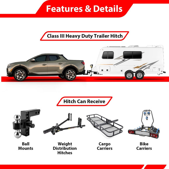 2022 - 2025 Hyundai Santa Cruz Heavy - Duty Steel Class 3 Trailer Hitch 2" Receiver - WeiSen - 70108038