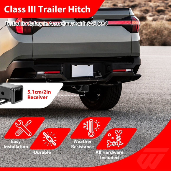 2022 - 2025 Hyundai Santa Cruz Heavy - Duty Steel Class 3 Trailer Hitch 2" Receiver - WeiSen - 70108038