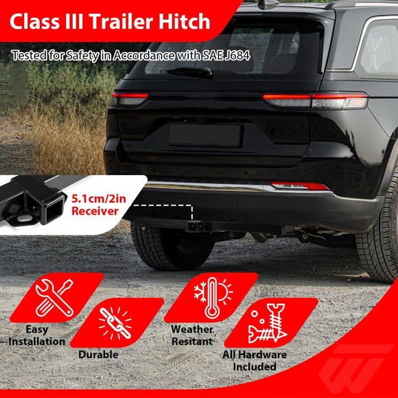 2022 - 2025 Jeep Grand Cherokee Heavy - Duty Steel Rear Class 3 Trailer Hitch 2" Receiver - WeiSen - 70108025