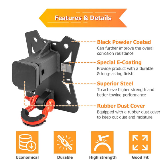 2022 - 2025 Polaris RZR Pro R & 2022 - 2024 Turbo R Heavy Duty Steel Bolt - On 2" Rear Receiver Hitch - WeiSen - 80107024